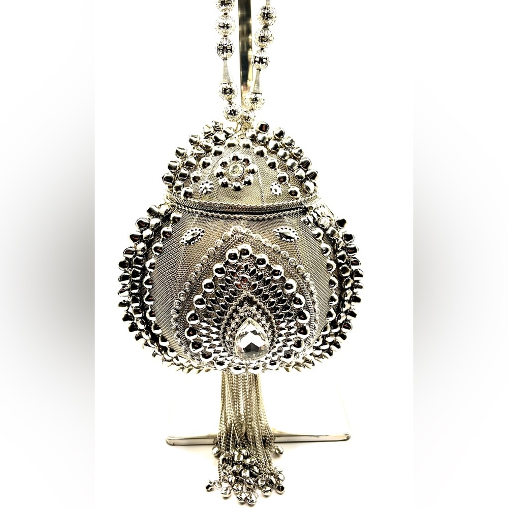 Silver lantern style handbag
